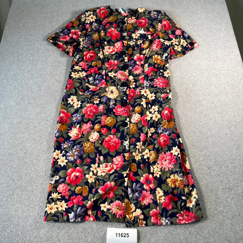 Vintage Kari's Korner Ltd. Shirt Dress Womens 16 Multicolor Floral Button Front